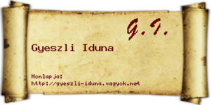 Gyeszli Iduna névjegykártya